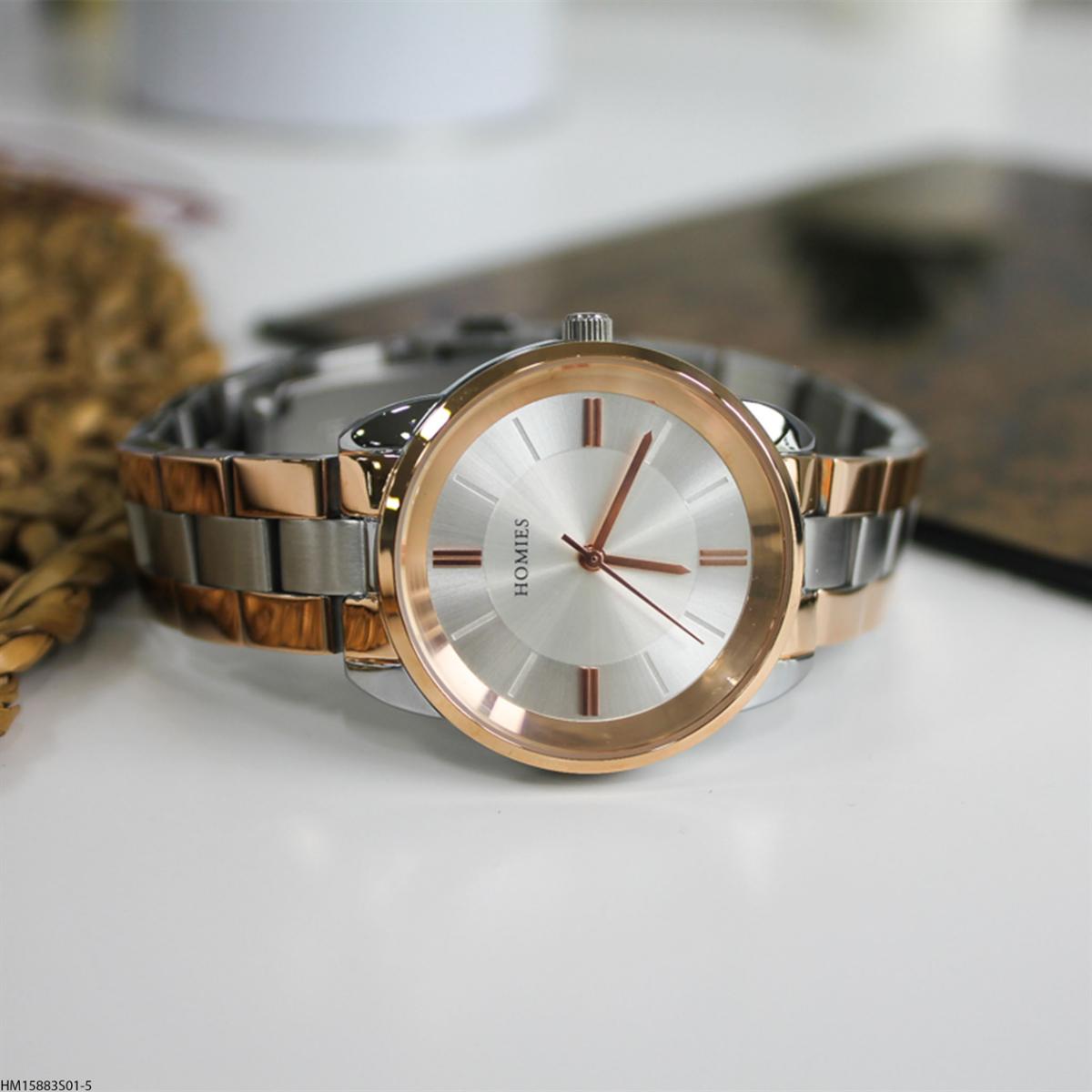 Homies HM15883S01-5 35 mm Gri-Rose Gold Çelik Kordon Analog Kadın Kol Saati
