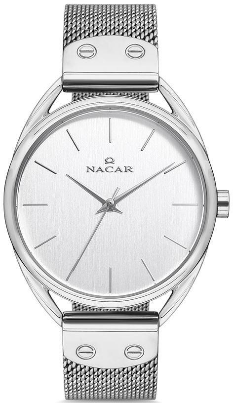Nacar 18-3914A978-ASM 36 mm Gri Hasır Kordon Analog Kadın Kol Saati