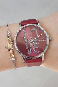 Daniel Klein 38 mm Kırmızı Deri Kordon Analog Kadın Kol Saati