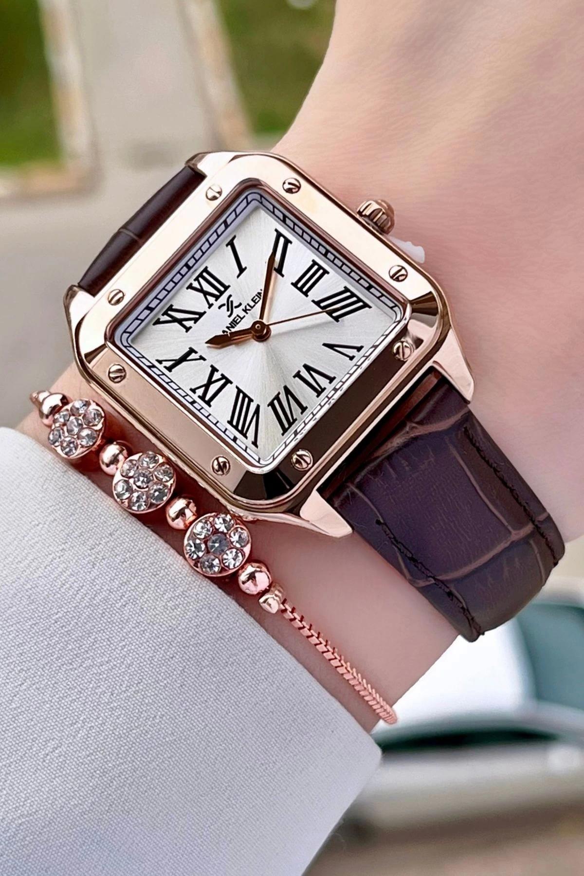 Daniel Klein DKISTE1037 30 mm Kahverengi Deri Kordon Analog Kadın Kol Saati