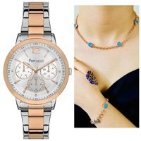 Ferrucci 34 mm Gri-Rose Gold Çelik Kordon Analog Kadın Kol Saati