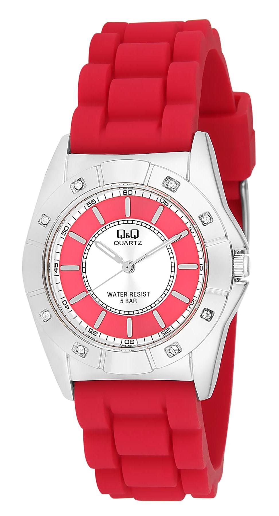Q&Q 3B297 36 mm Kırmızı Silikon Kordon Analog Kadın Kol Saati