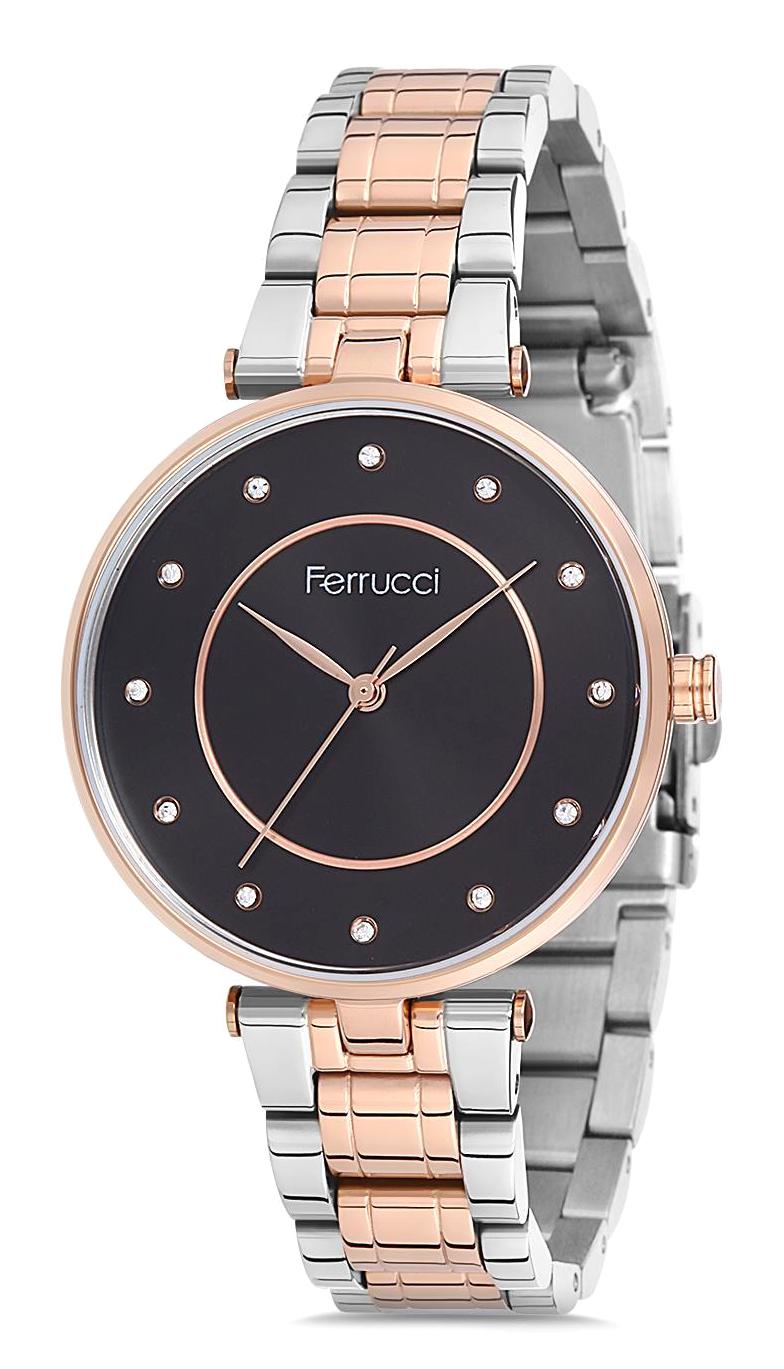 Ferrucci 9FM1154 38 mm Gri-Rose Gold Metal Kordon Analog Kadın Kol Saati