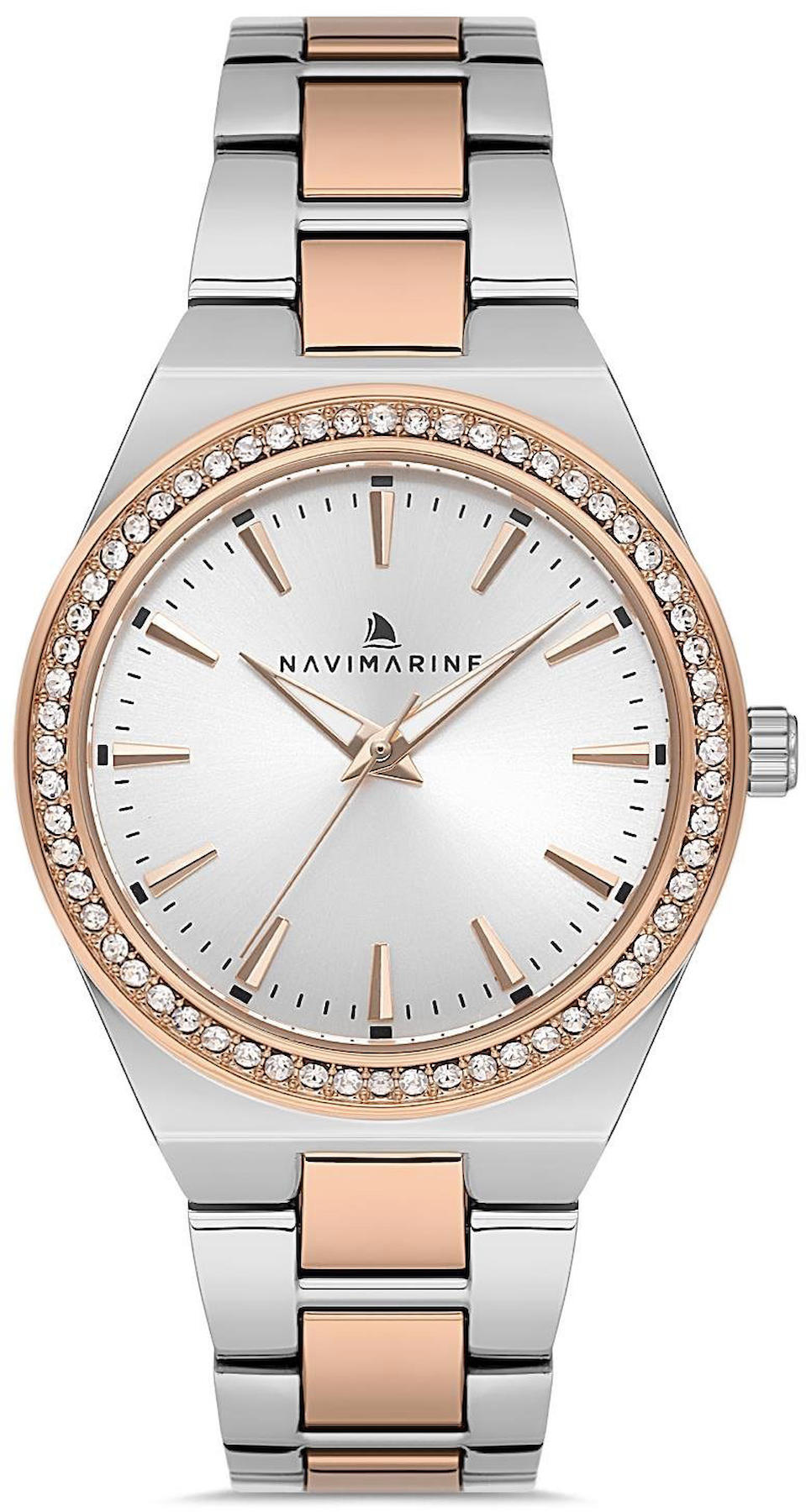 Navimarine NVM97-E1 34 mm Gri-Rose Gold Çelik Kordon Analog Kadın Kol Saati