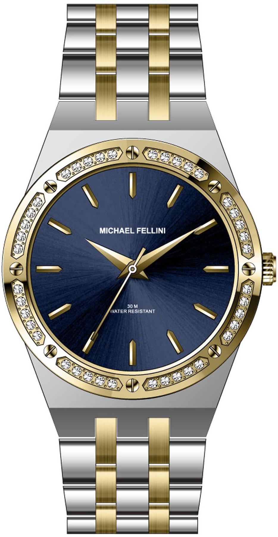 Michael Fellini 2355-7 32 mm Altın-Gri Metal Kordon Analog Kadın Kol Saati