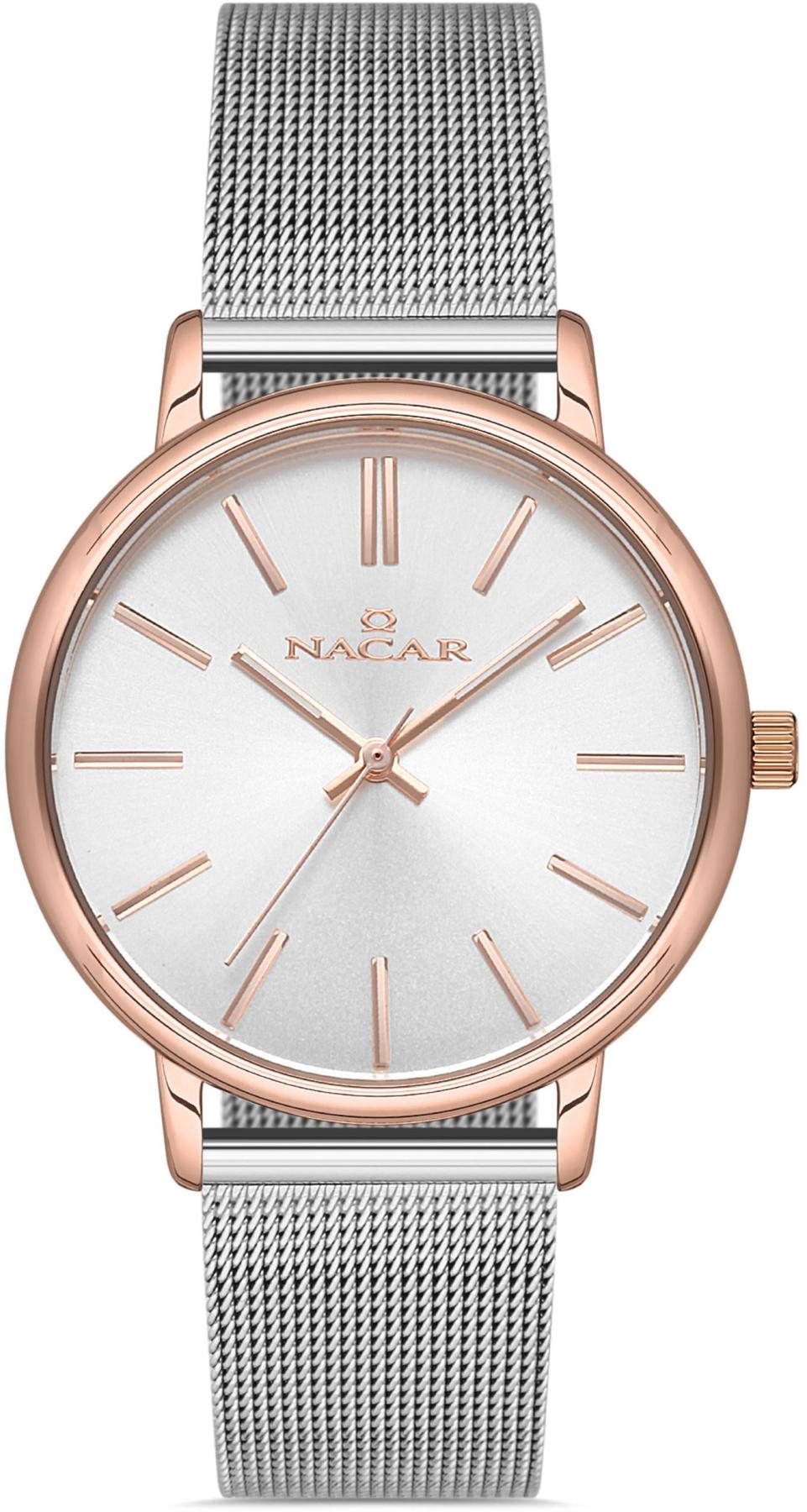 Nacar NC31-299186U-ESM 38 mm Gri Çelik Kordon Analog Kadın Kol Saati