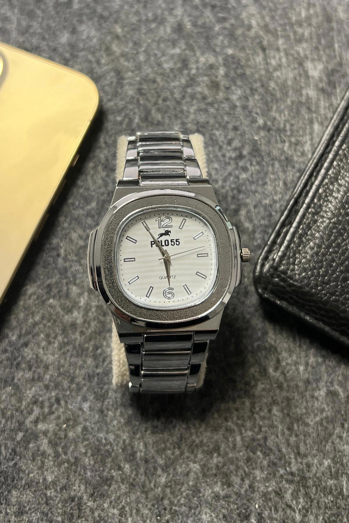 Polo55 40 mm Gri Metal Kordon Analog Kadın Kol Saati