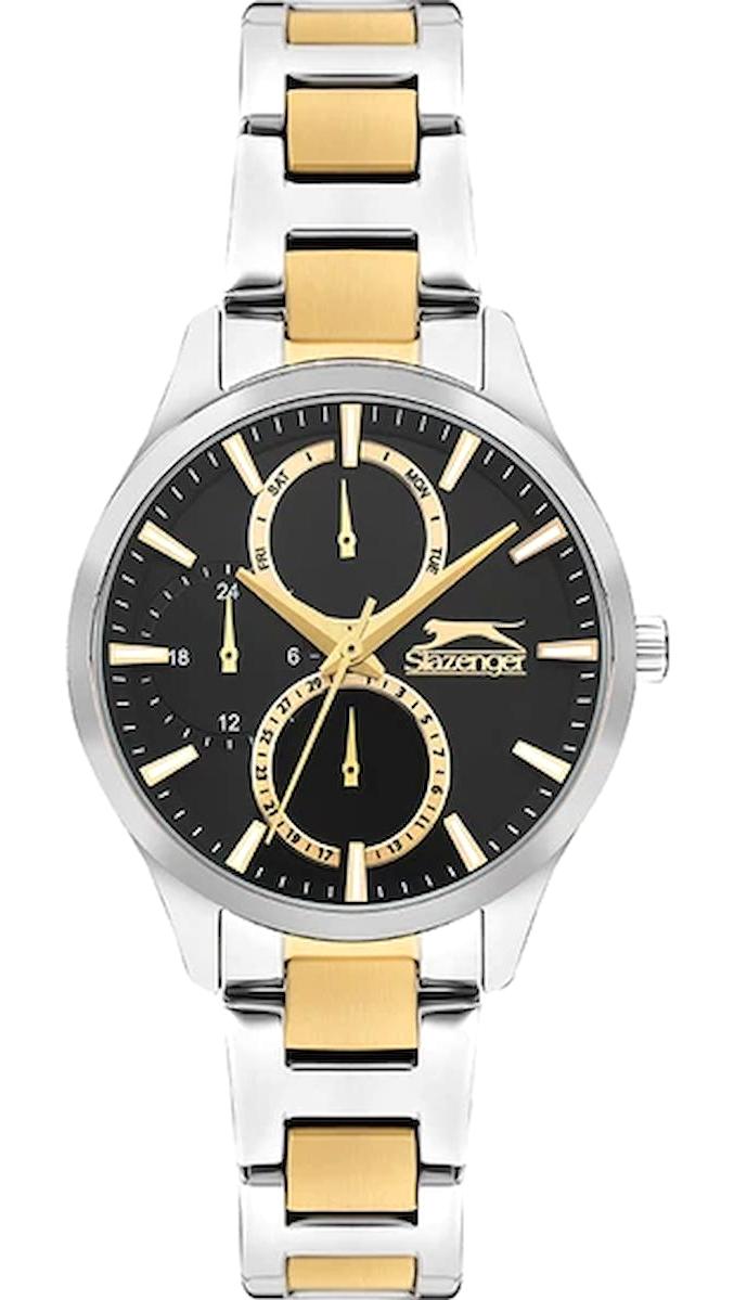 Slazenger SL.09.2284.4.04 Takvimli 35 mm Altın-Gri Metal Kordon Analog Kadın Kol Saati