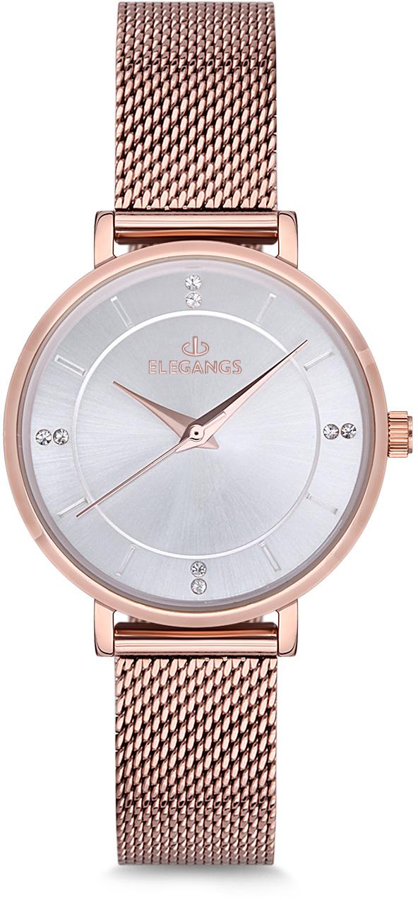 Elegangs EL2426.3 32 mm Rose Gold Hasır Kordon Analog Kadın Kol Saati