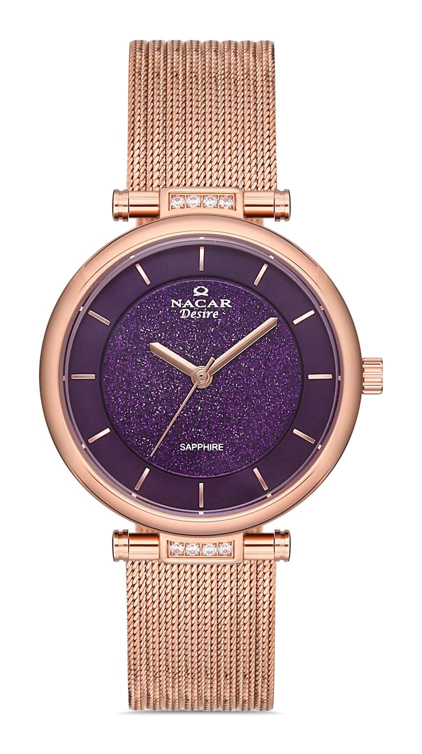 Nacar 33398078-RPMS 33 mm Rose Gold Hasır Kordon Analog Kadın Kol Saati