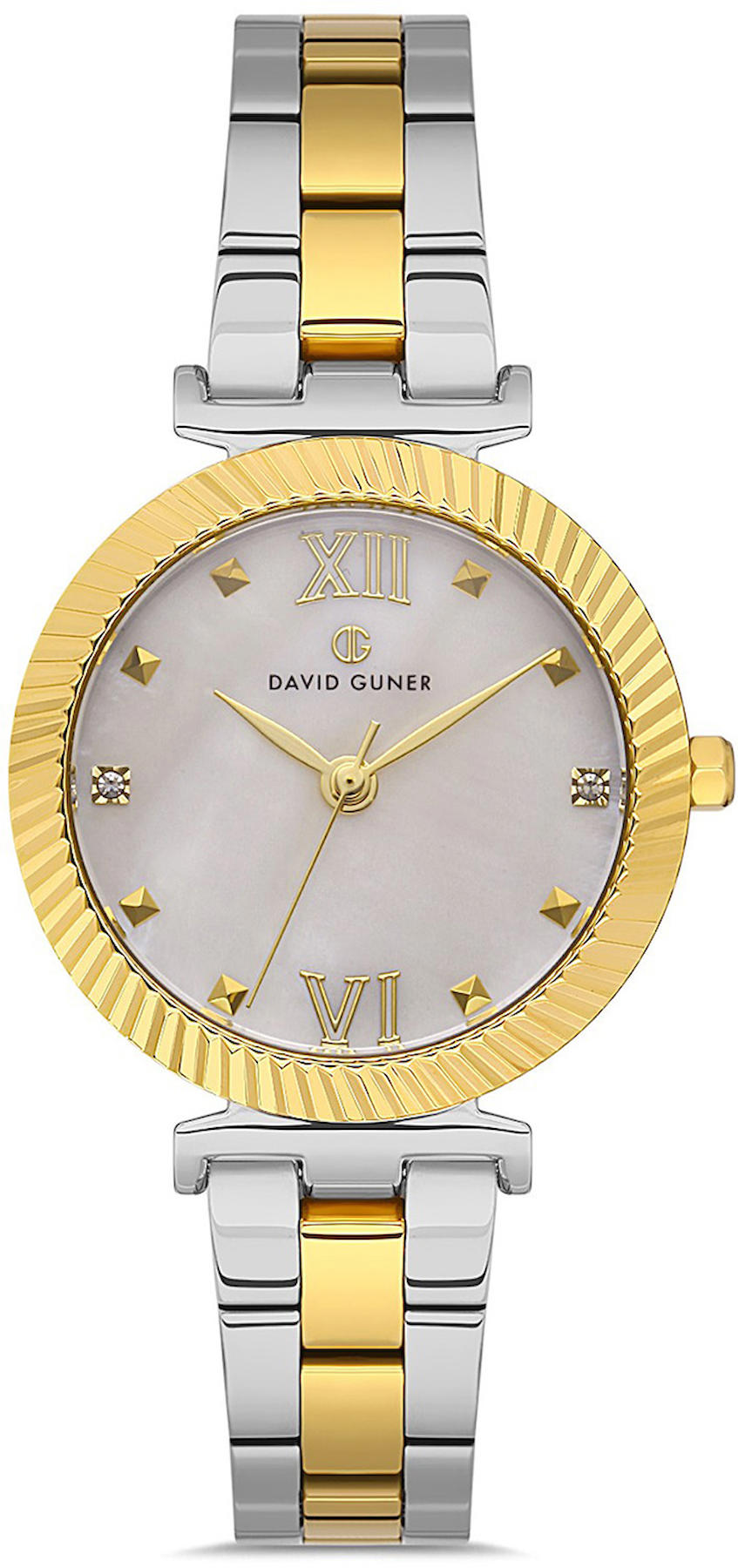 David Guner DG-8412LA-D1 33 mm Altın-Gri Çelik Kordon Analog Kadın Kol Saati