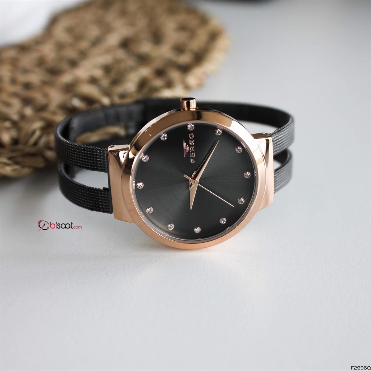 Ferro F2996Q 36 mm Siyah Metal Kordon Analog Kadın Kol Saati