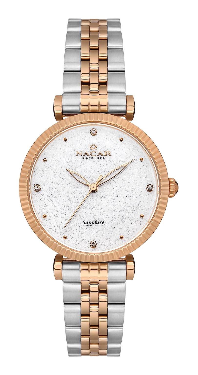 Nacar 34390553-ESMS 32 mm Gri-Rose Gold Metal Kordon Analog Kadın Kol Saati