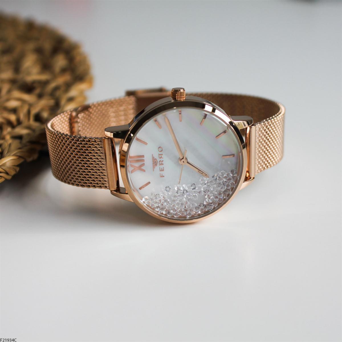 Ferro F21934C 36 mm Rose Gold Metal Kordon Analog Kadın Kol Saati