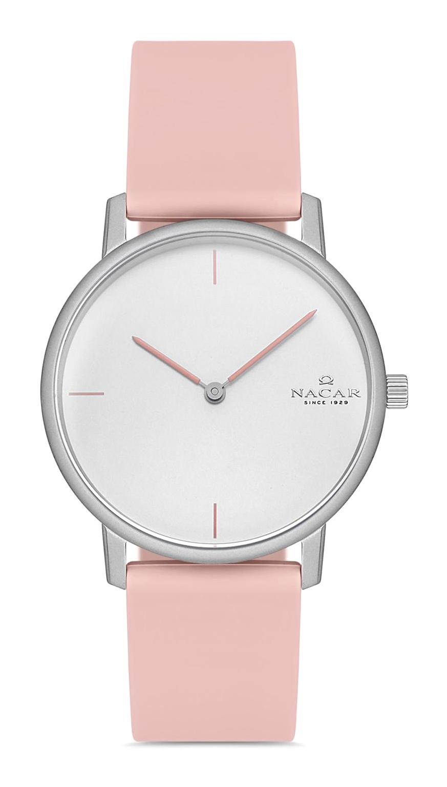 Nacar 173920673-ASS9 35 mm Pembe Silikon Kordon Analog Kadın Kol Saati