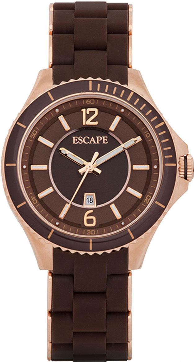 Escape EC1125-103 Takvimli 38 mm Kahverengi Silikon Kordon Analog Kadın Kol Saati