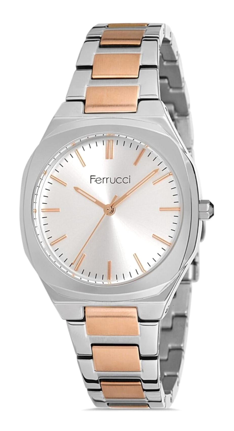 Ferrucci FC.0122.13598M.05 38 mm Gri-Rose Gold Çelik Kordon Analog Kadın Kol Saati