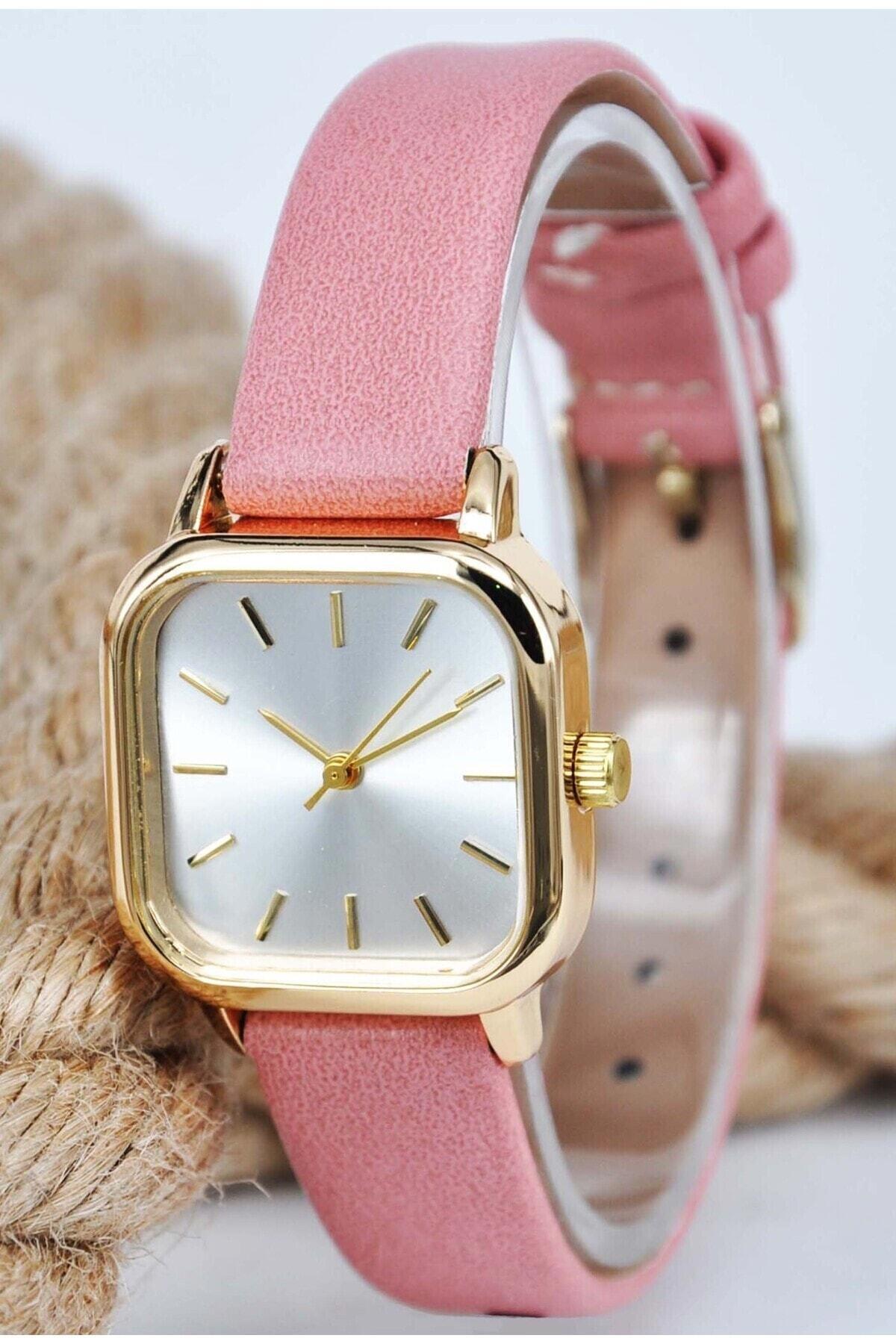 Sonsuzsaat SU-736-001 25 mm Pembe Deri Kordon Analog Kadın Kol Saati