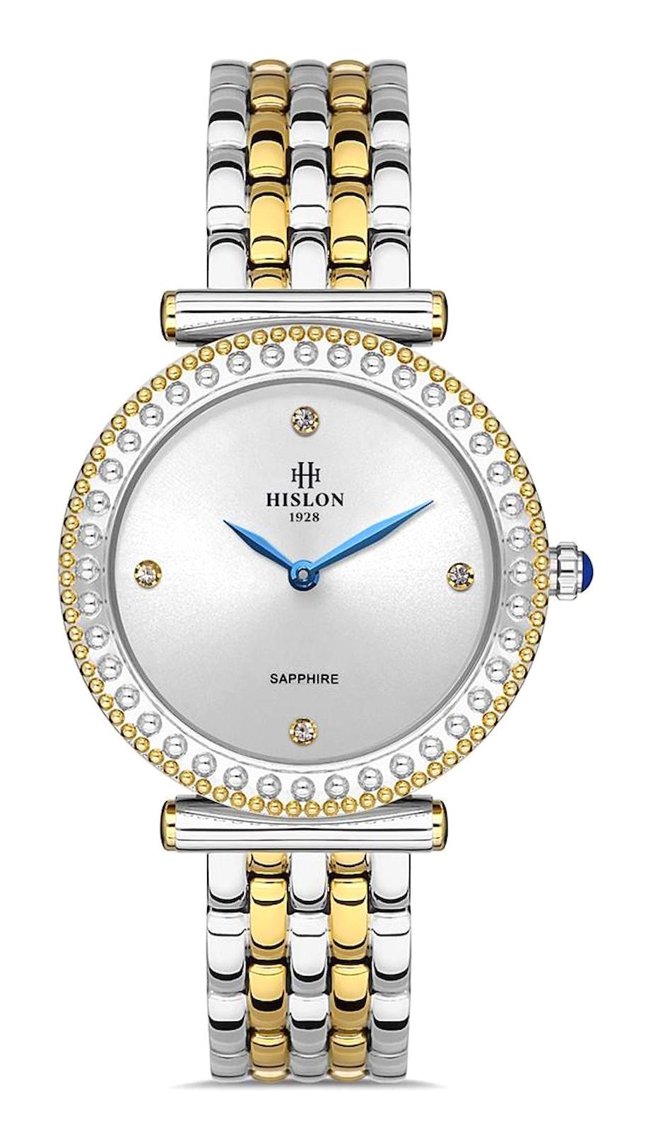 Hislon QL139T-09SG 33 mm Altın-Gri Çelik Kordon Analog Kadın Kol Saati
