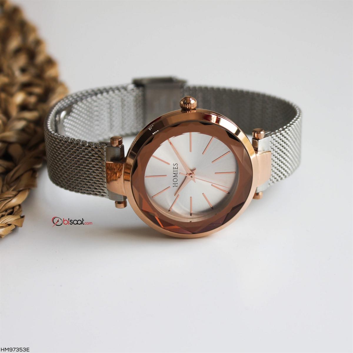 Homies HM97353E 32 mm Gri-Rose Gold Metal Kordon Analog Kadın Kol Saati
