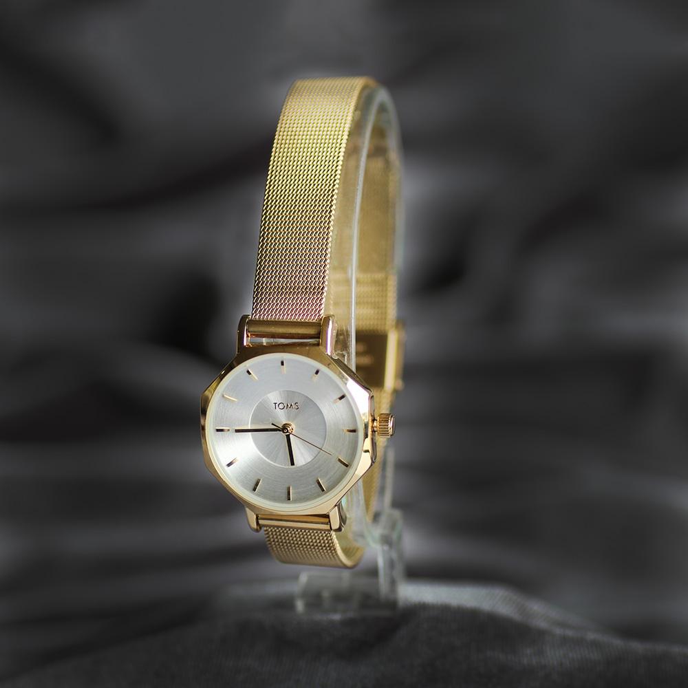 Toms T1819CWT1 25 mm Altın Hasır Kordon Analog Kadın Kol Saati