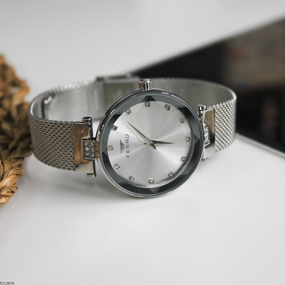 Ferro F21297HA 36 mm Gri Çelik Kordon Analog Kadın Kol Saati