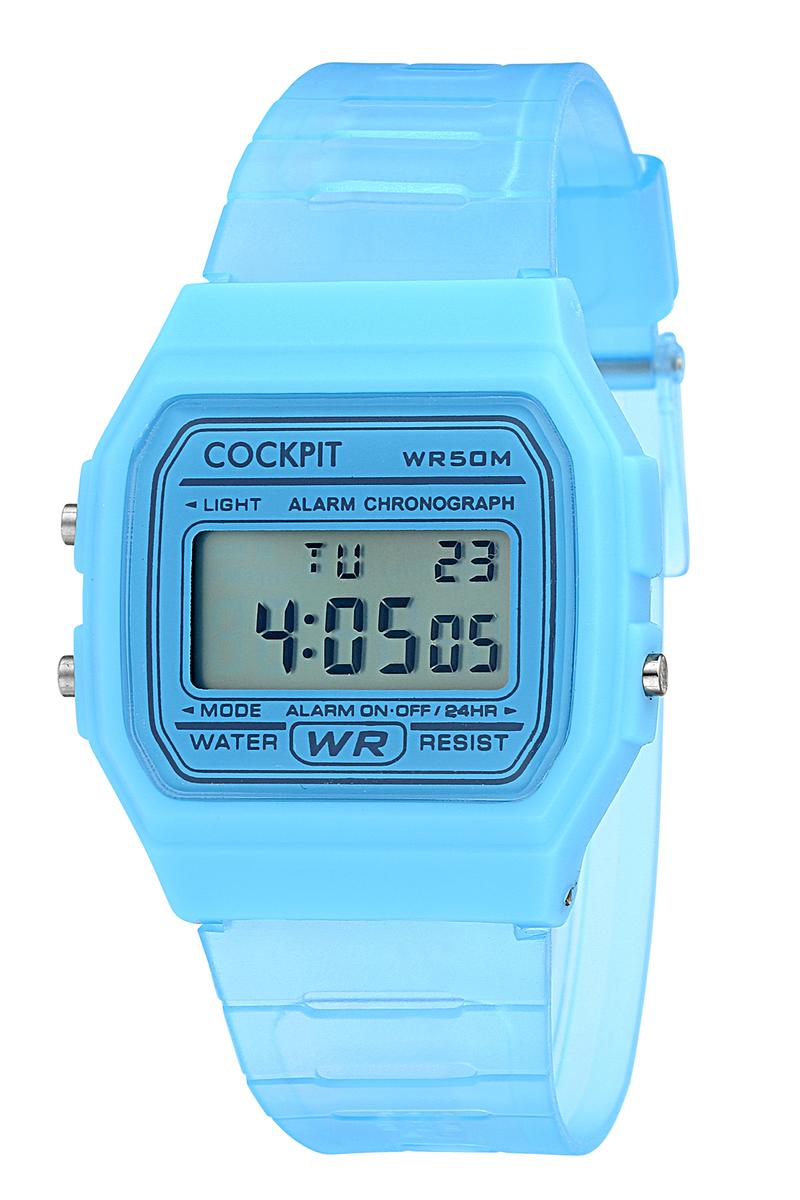 Cockpit CK-T4091BE 35.2 mm Mavi Silikon Kordon Dijital Kadın Kol Saati
