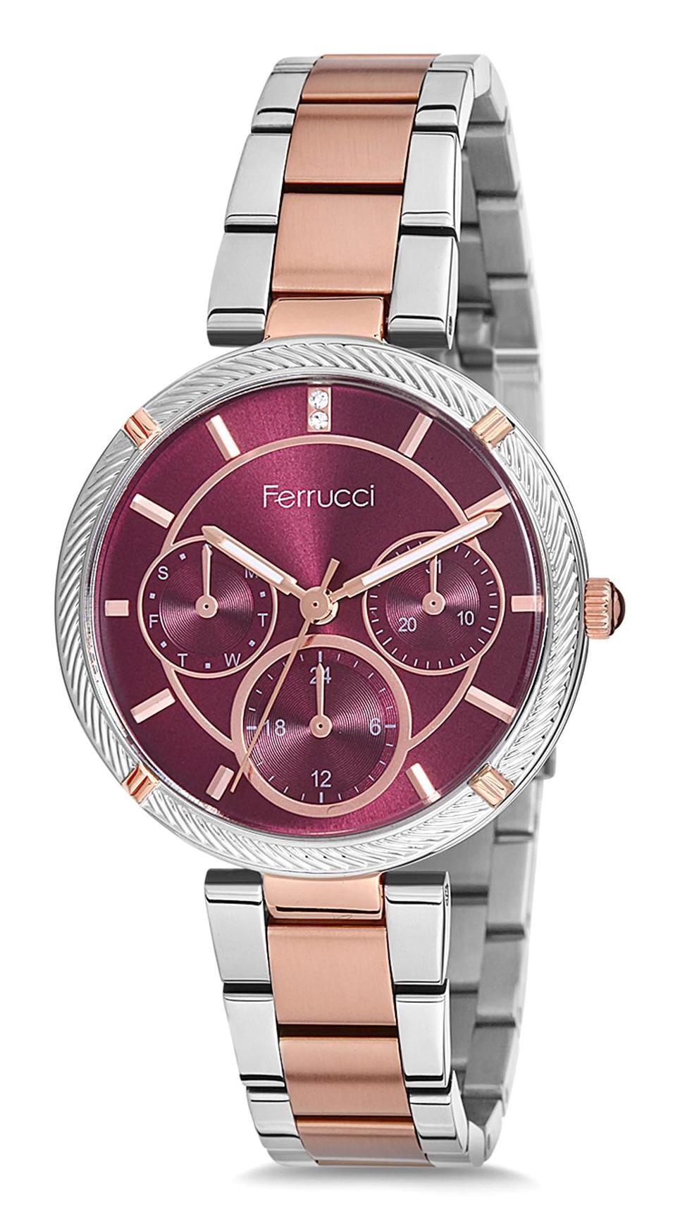 Ferrucci 9FM1029 38 mm Gri-Rose Gold Metal Kordon Analog Kadın Kol Saati