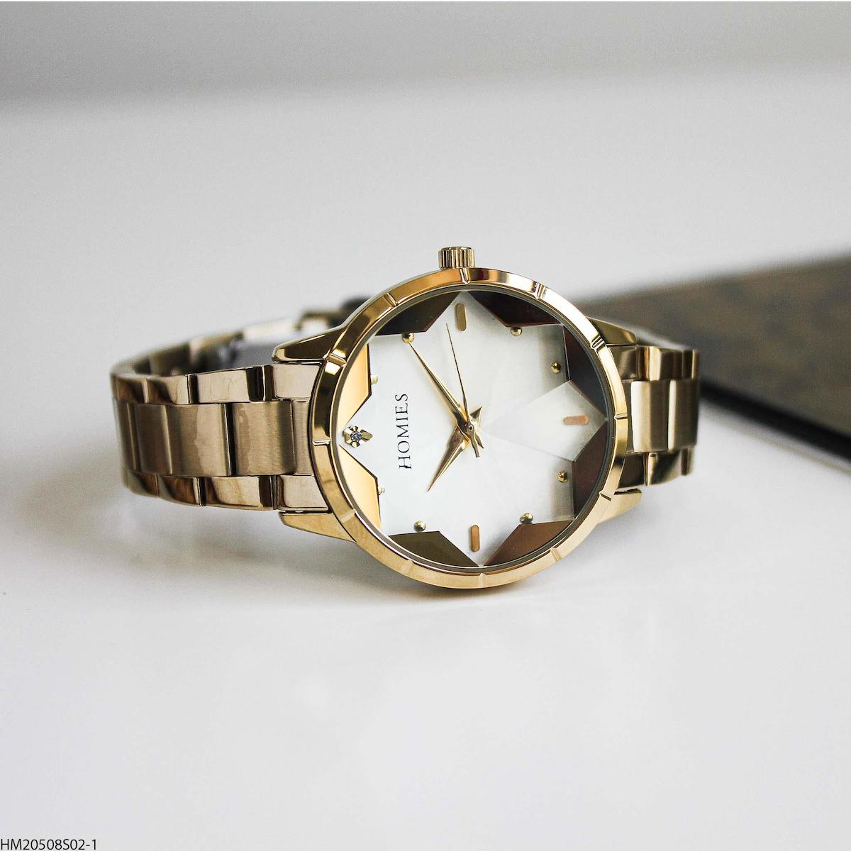 Homies HM20508S02-1 35 mm Altın Çelik Kordon Analog Kadın Kol Saati
