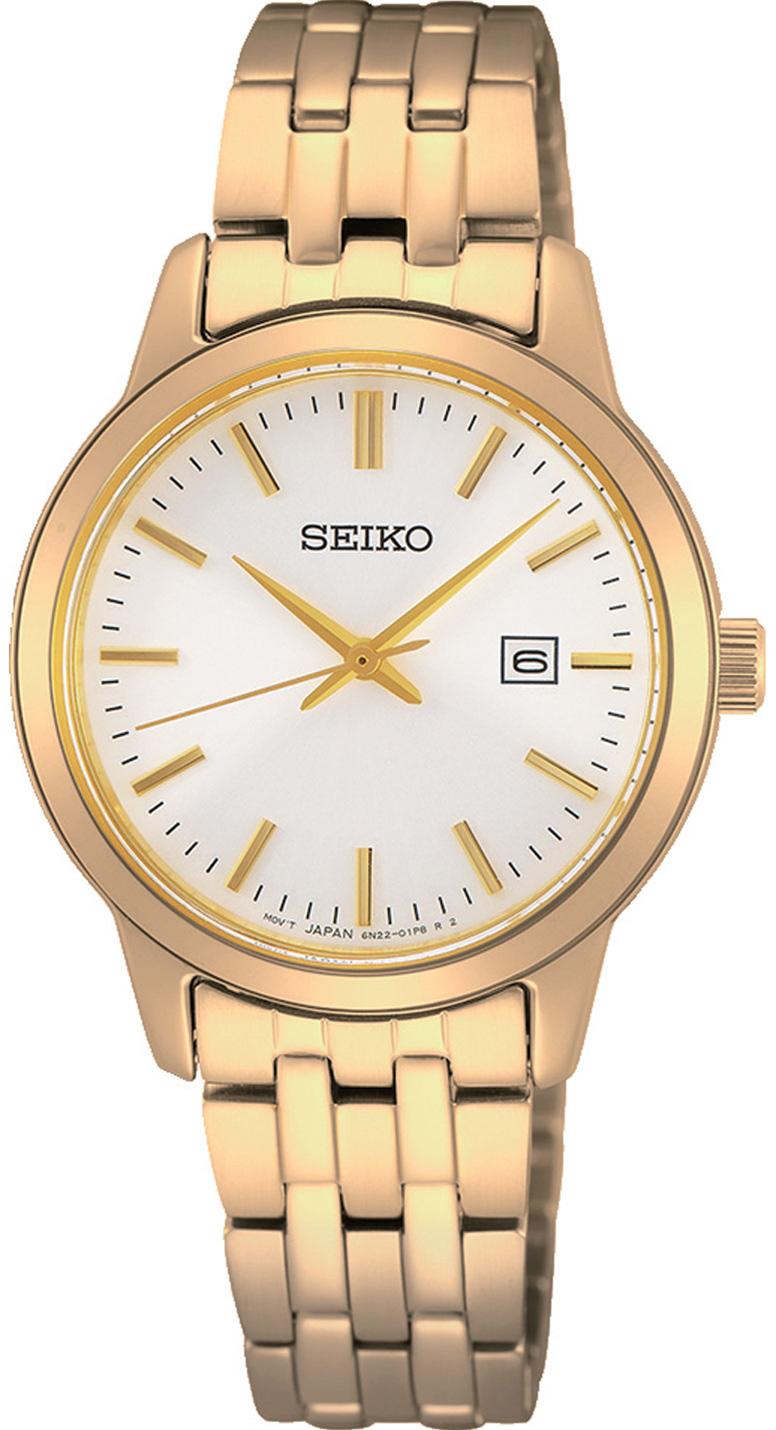 Seiko SUR412P Takvimli 30 mm Altın Çelik Kordon Analog Kadın Kol Saati