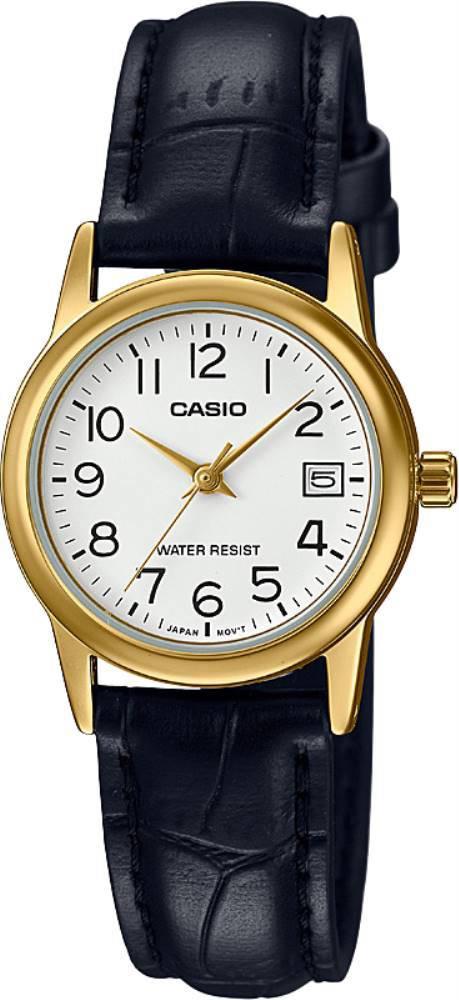 Casio LTP-V002GL-7B2UDF Takvimli 25 mm Siyah Deri Kordon Analog Kadın Kol Saati
