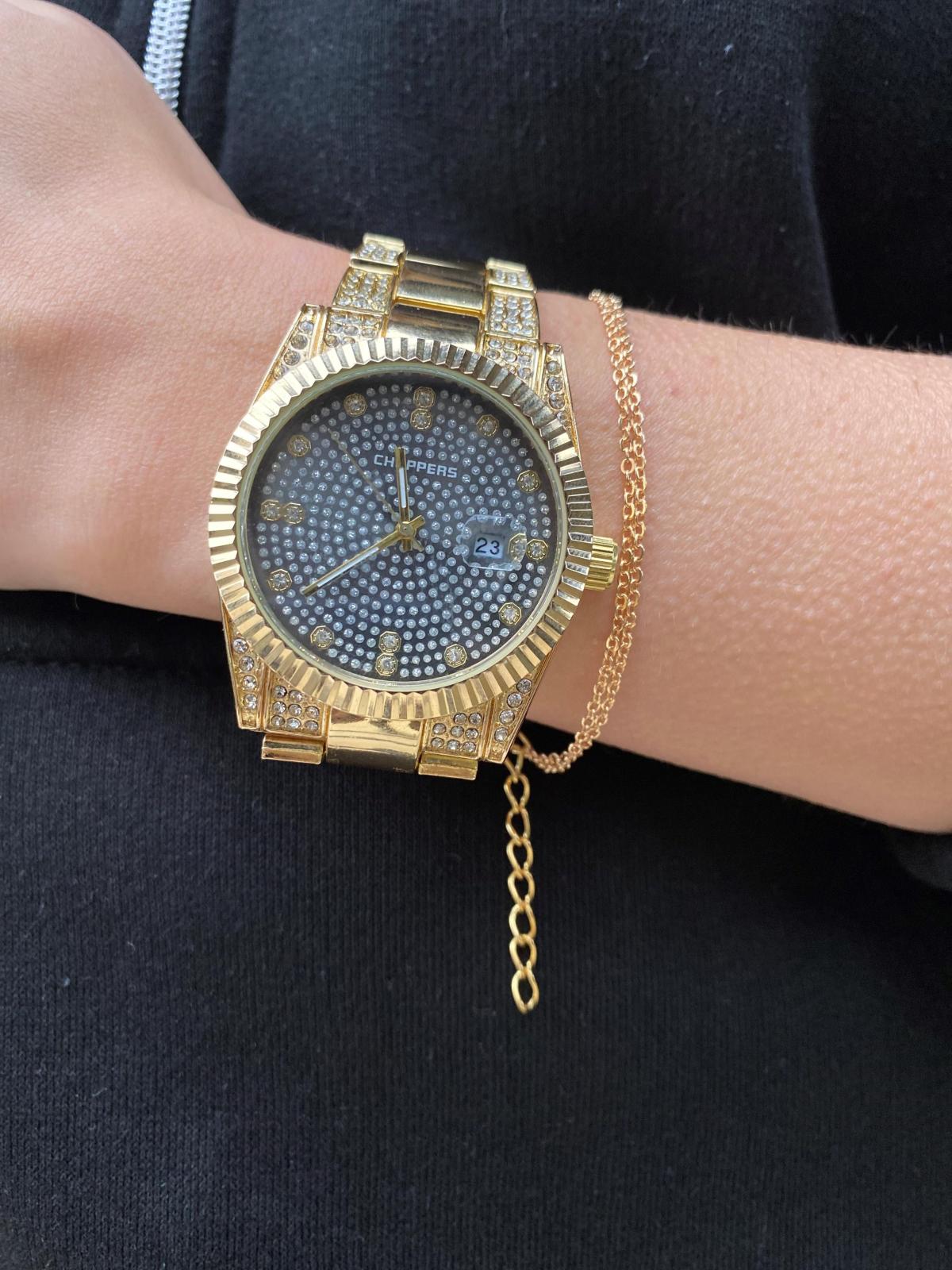 Choppers HBG17041B Takvimli 38 mm Altın Metal Kordon Analog Kadın Kol Saati