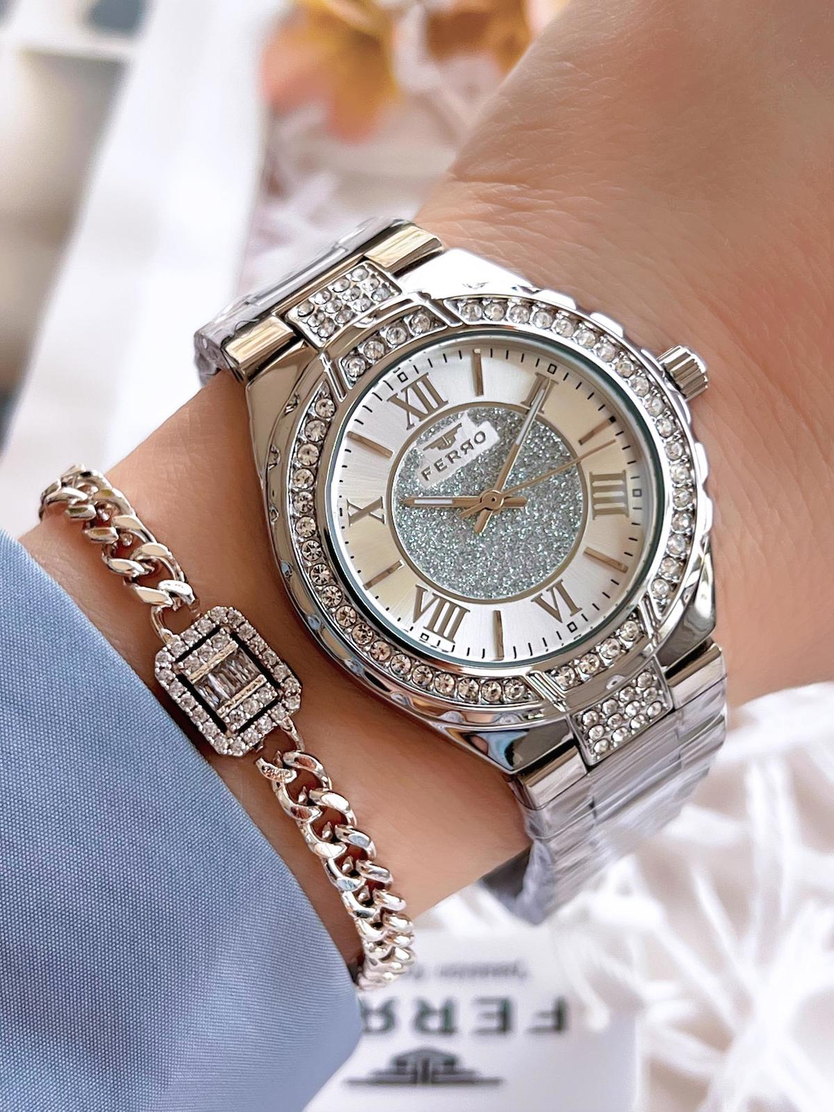 Ferro EFL21285A 36 mm Gri Çelik Kordon Analog Kadın Kol Saati
