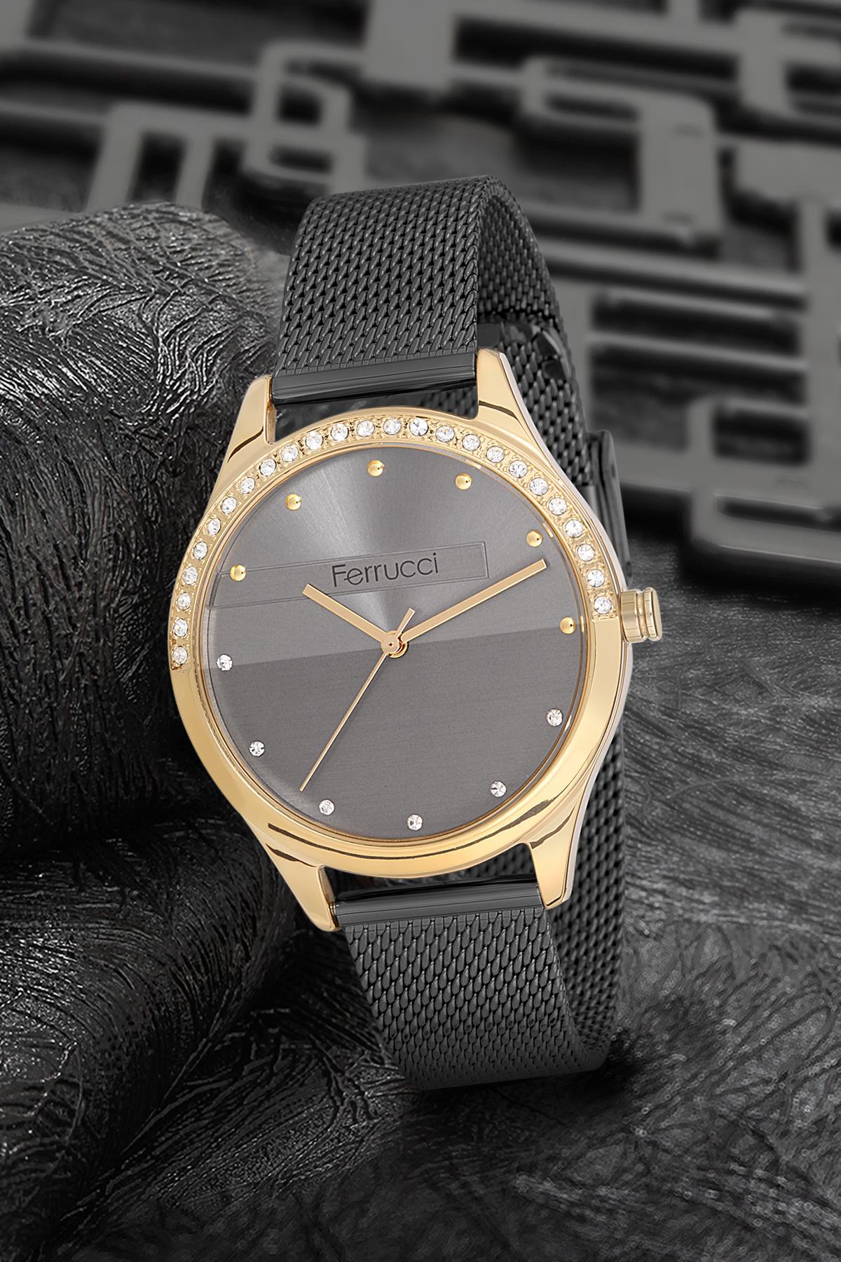Ferrucci 9FM2529 36 mm Siyah Metal Kordon Analog Kadın Kol Saati