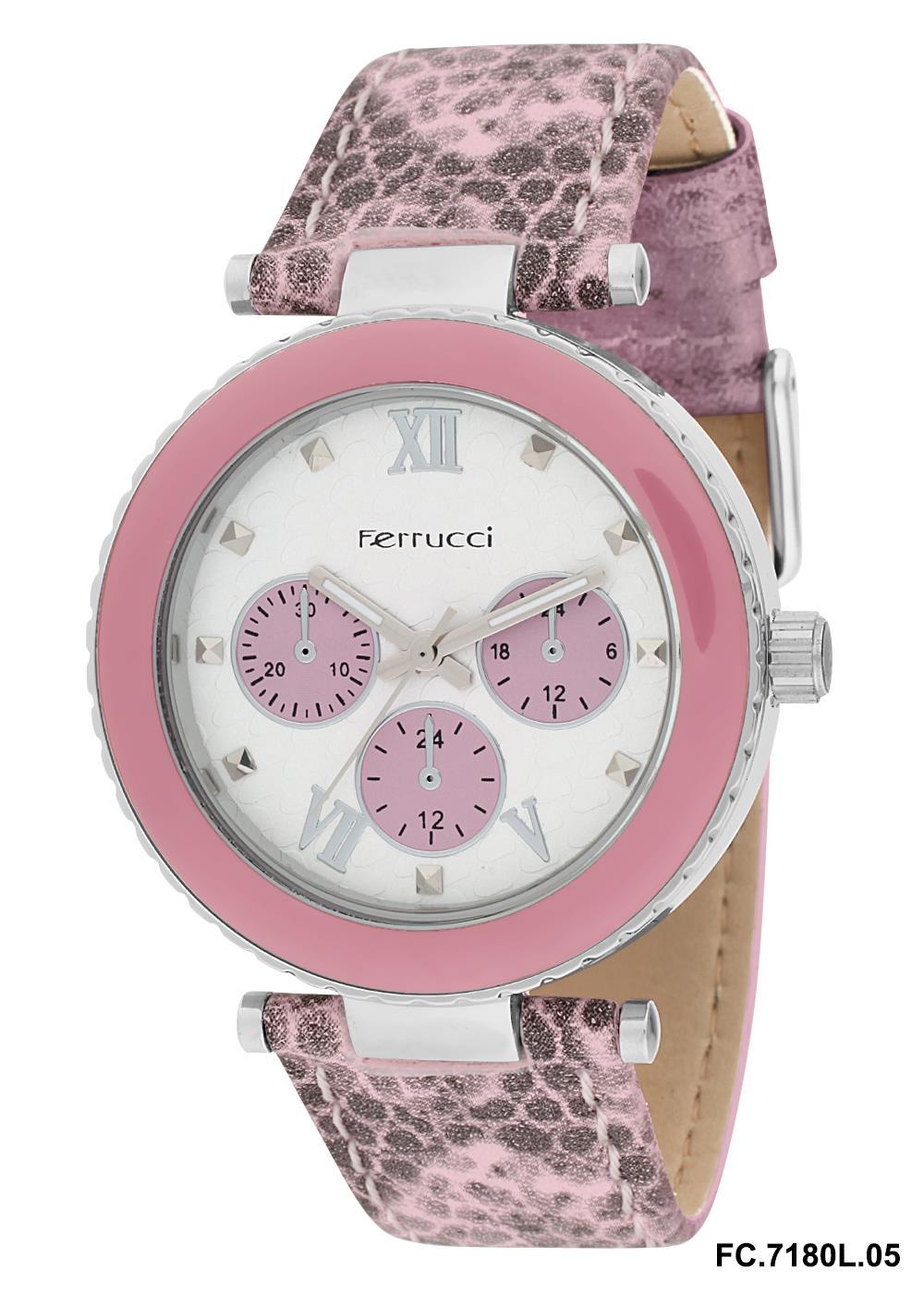 Ferrucci 2FK2097 38 mm Lila-Siyah Deri Kordon Analog Kadın Kol Saati