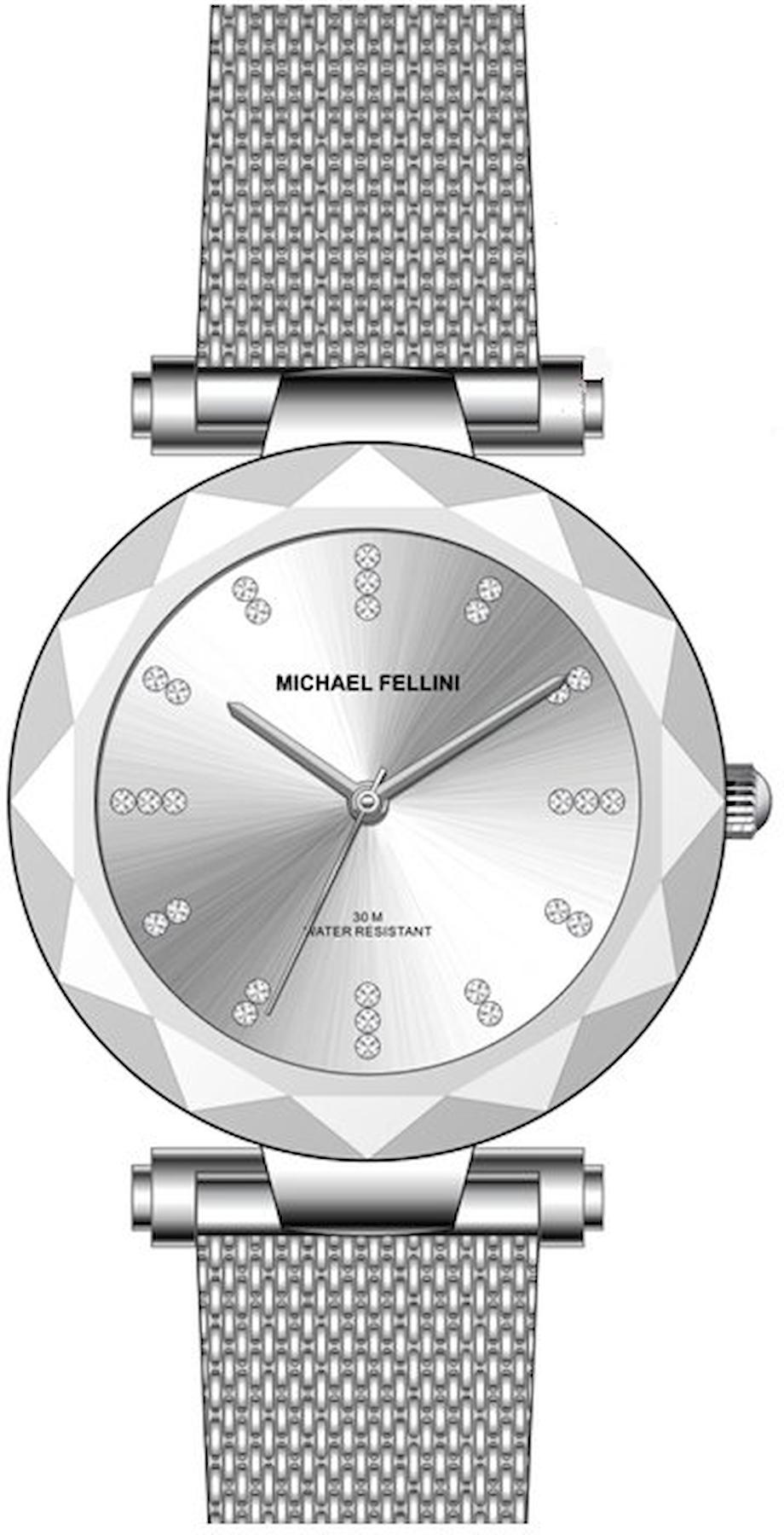 Michael Fellini 2340-1 32 mm Gri Hasır Kordon Analog Kadın Kol Saati