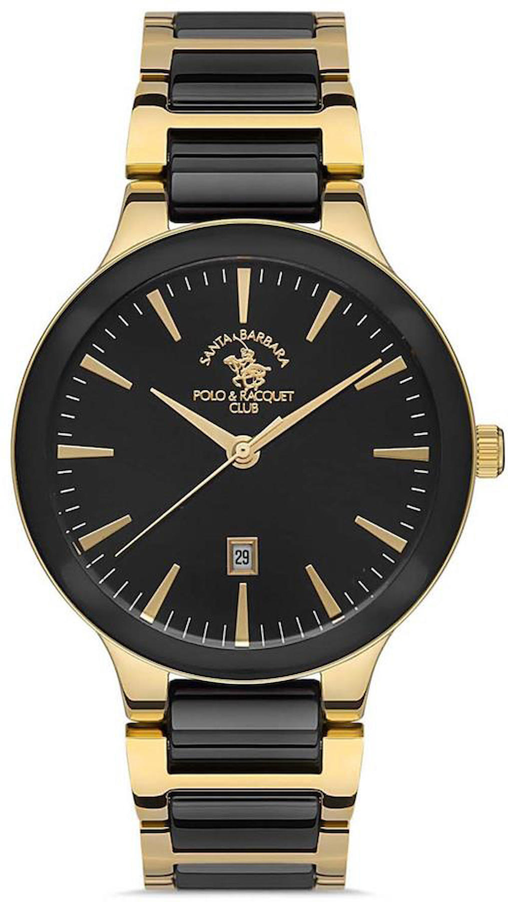 Santa Barbara Polo & Racquet Club SB.1.10414.5 Takvimli 34 mm Altın-Siyah Çelik Kordon Analog Kadın Kol Saati