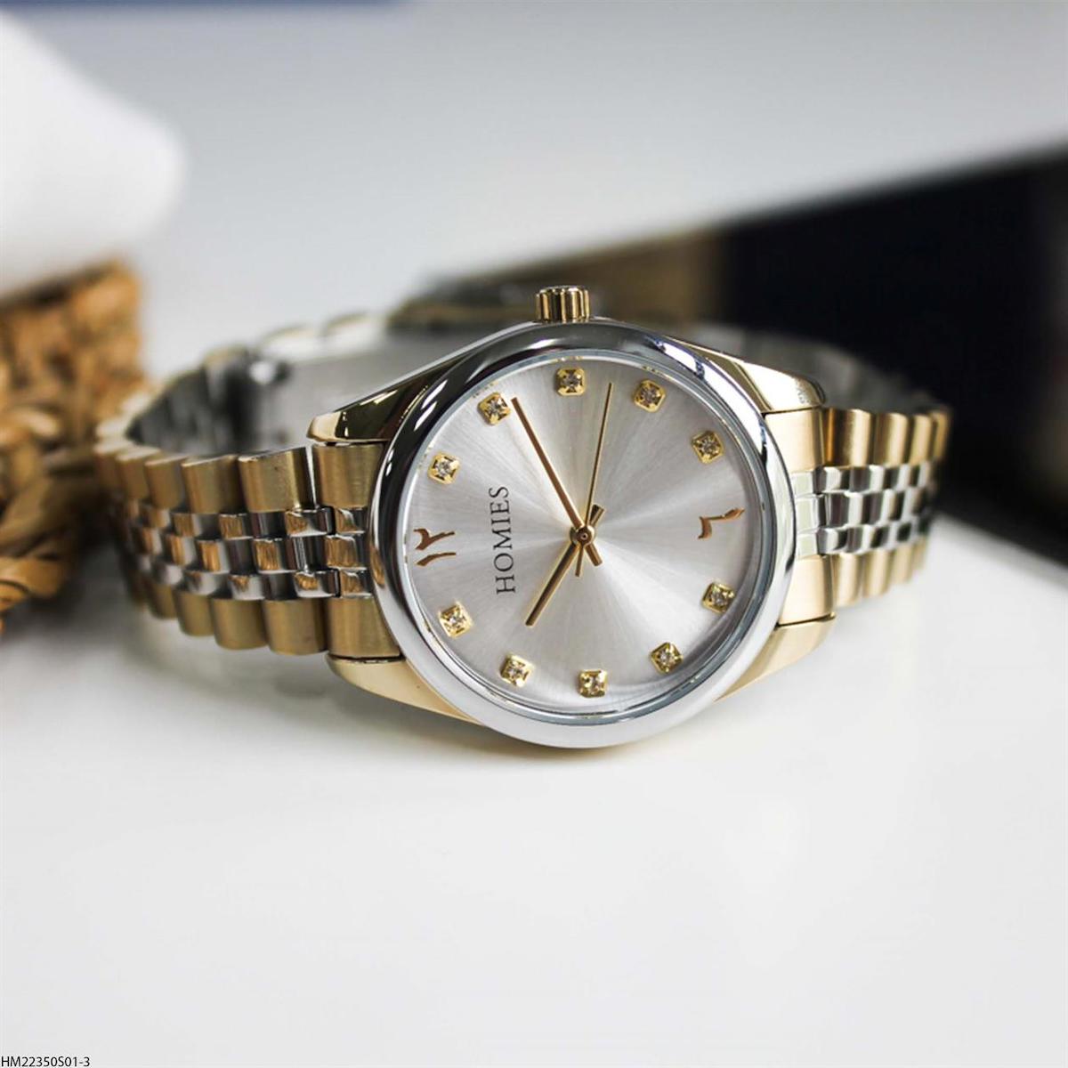 Homies HM22350S01-3 31 mm Altın-Gri Çelik Kordon Analog Kadın Kol Saati