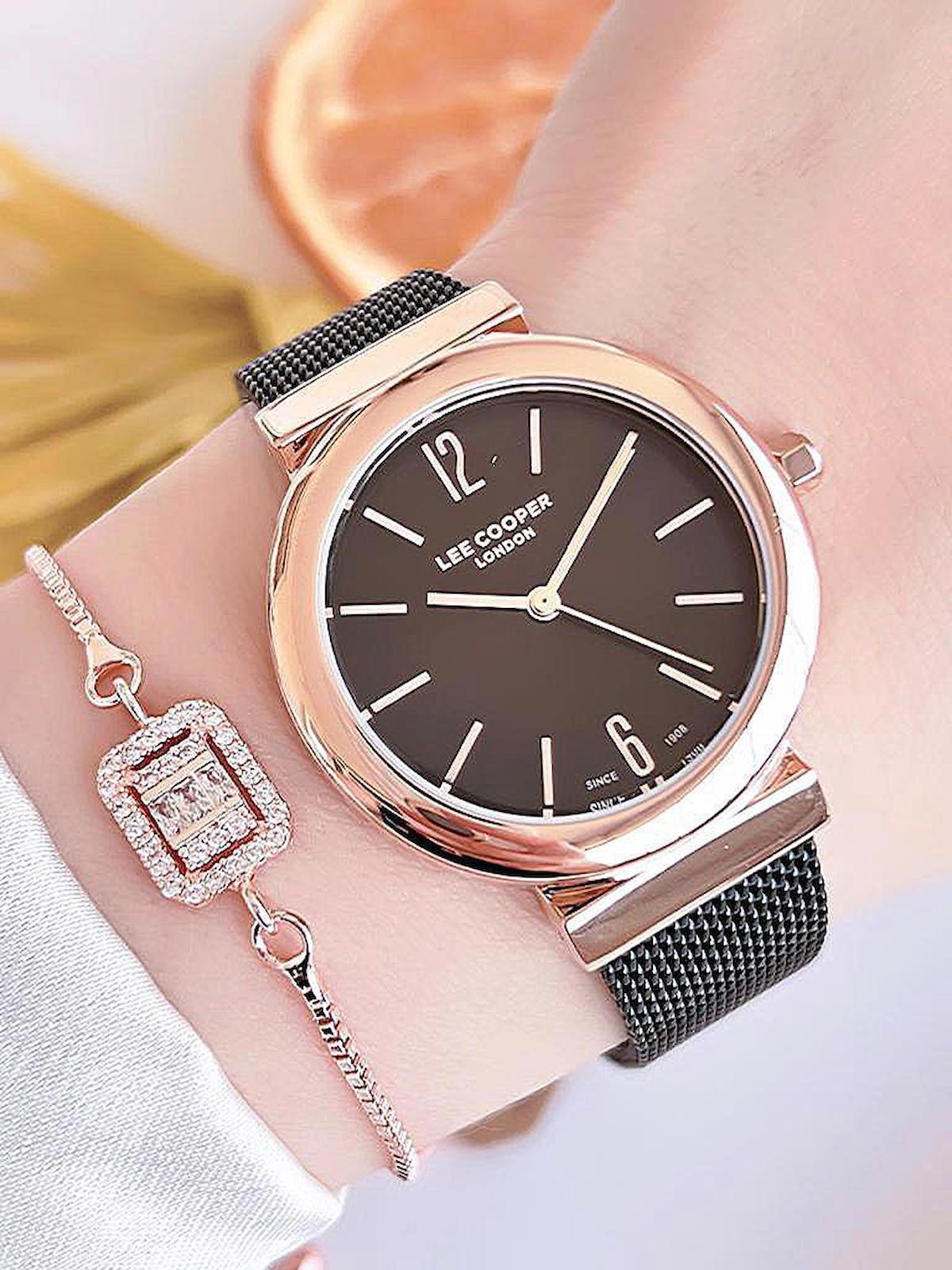 Lee Cooper BLKT.2.717 40 mm Siyah Çelik Kordon Analog Kadın Kol Saati