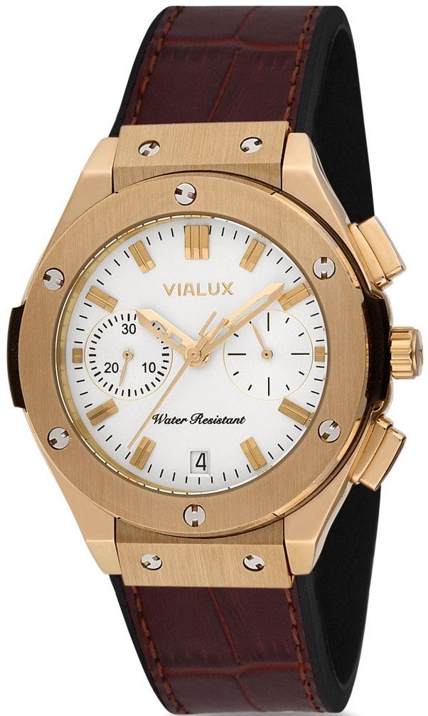 Vialux LY748G-02KG Takvimli 41 mm Kahverengi Deri Kordon Analog Kadın Kol Saati