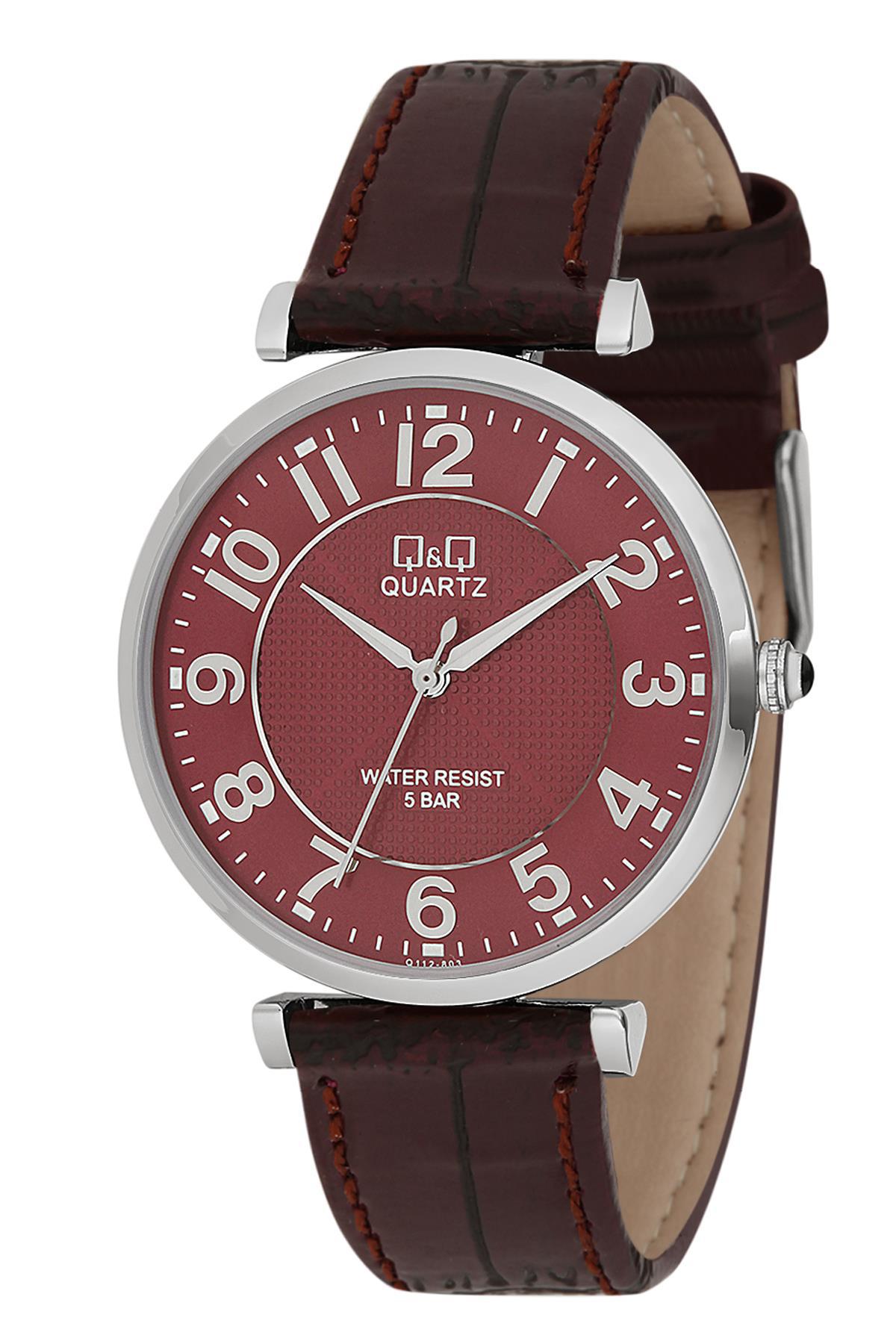 Q&Q 3B498 36 mm Kırmızı Deri Kordon Analog Kadın Kol Saati