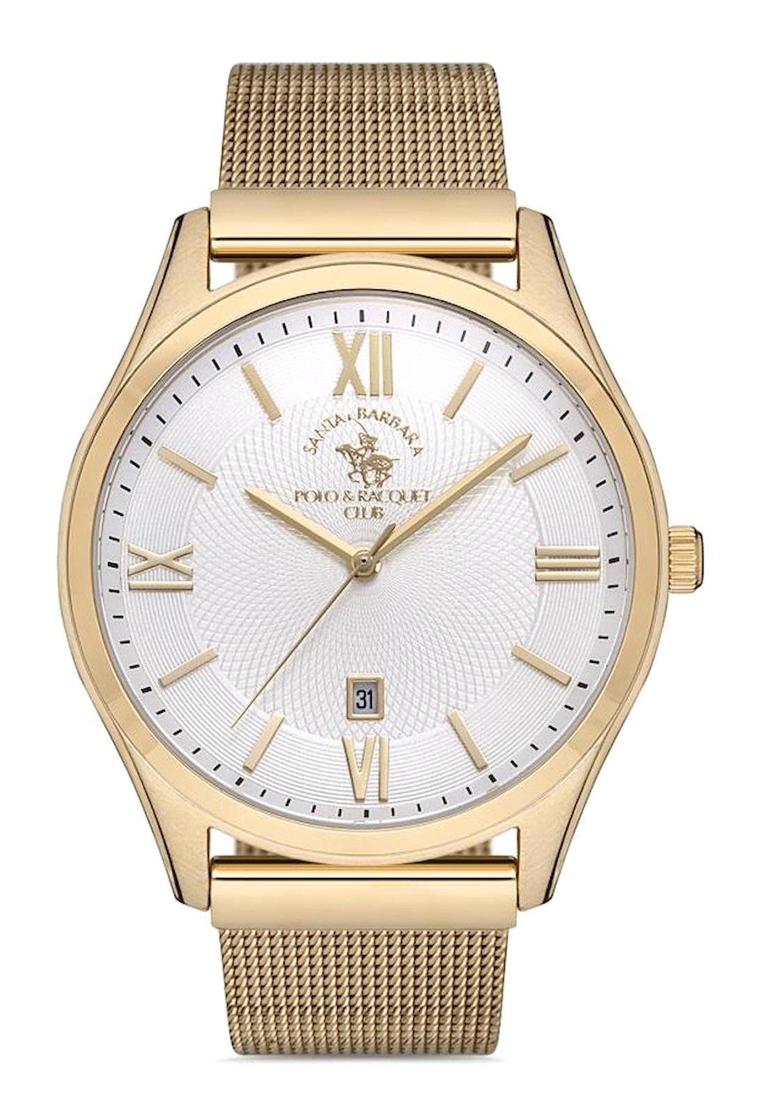 Santa Barbara Polo & Racquet Club SB.1.10236.3 Takvimli 44 mm Altın Çelik Kordon Analog Kadın Kol Saati