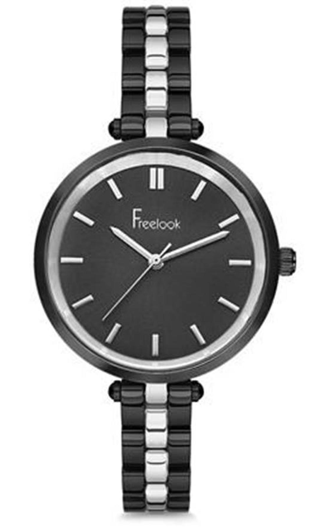 Freelook F.8.1053.04 38 mm Gri-Siyah Çelik Kordon Analog Kadın Kol Saati