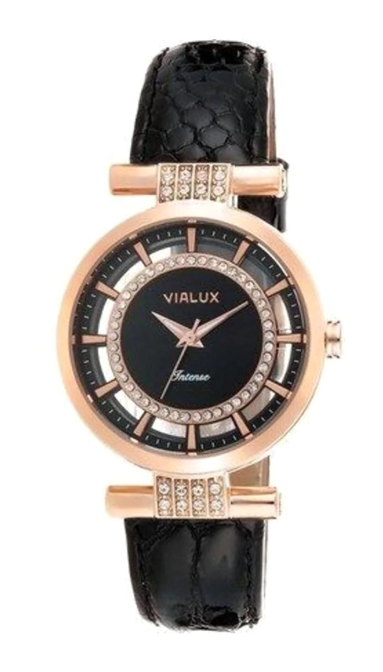 Vialux LJ636R-04BR 35 mm Siyah Silikon Kordon Analog Kadın Kol Saati
