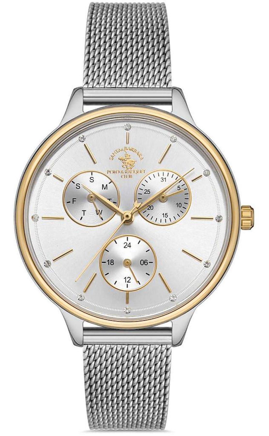 Santa Barbara Polo & Racquet Club SB.1.10315.3 Takvimli 36 mm Gri Çelik Kordon Analog Kadın Kol Saati