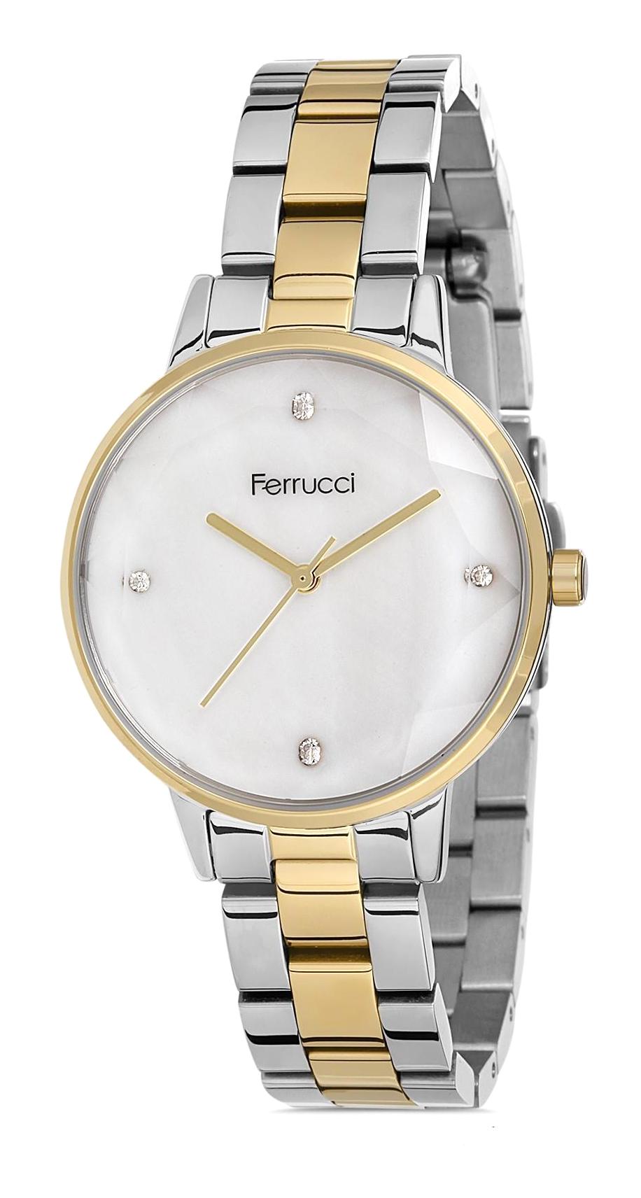 Ferrucci 9FM2687 36 mm Altın-Gri Metal Kordon Analog Kadın Kol Saati