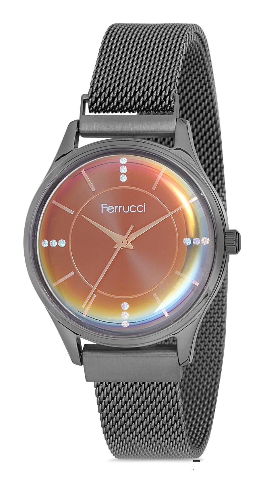 Ferrucci 9FM2175 38 mm Siyah Çelik-Hasır Kordon Analog Kadın Kol Saati
