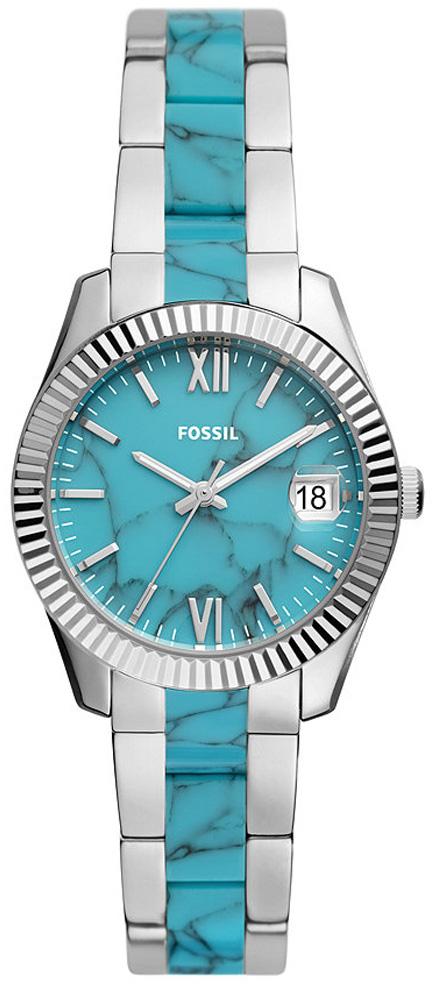Fossil FES5077 32 mm Gri-Mavi Çelik Kordon Analog Kadın Kol Saati