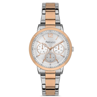 Ferrucci FC.13070M.02 Takvimli 35 mm Gri-Rose Gold Metal Kordon Analog Kadın Kol Saati