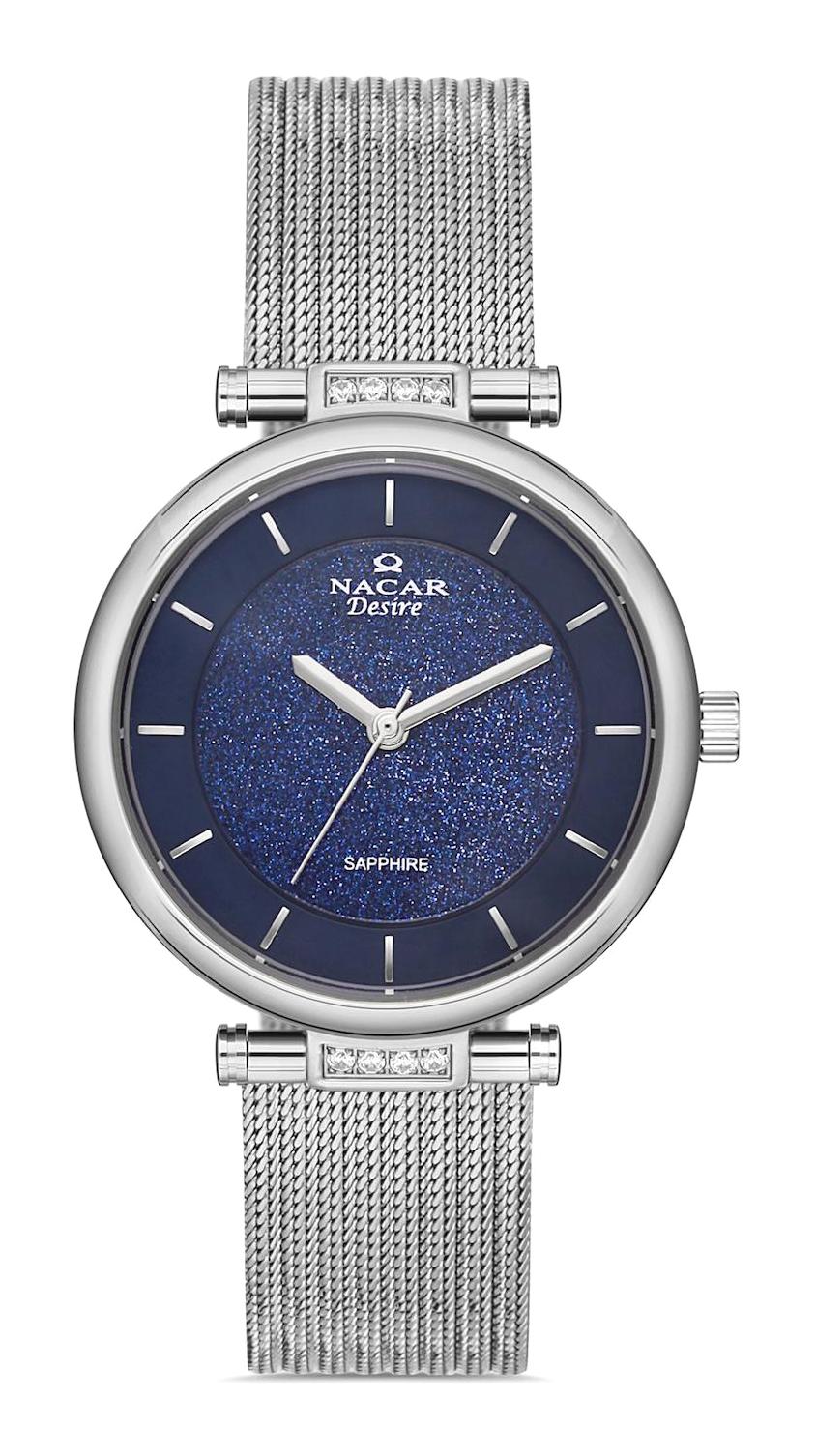 Nacar 33398078-ALMS 33 mm Gri Hasır Kordon Analog Kadın Kol Saati